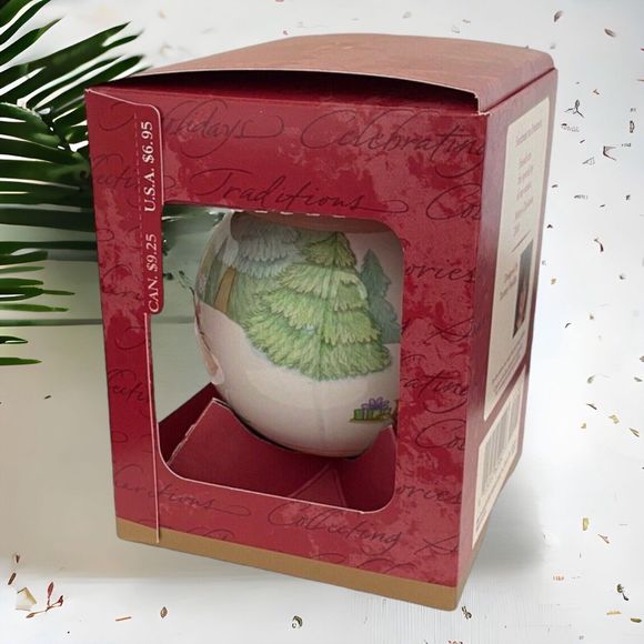 Hallmark Large Glass Ball Ornament Winter Friends 2001 Snowmen Forest Animals 4" - Picture 6 of 9